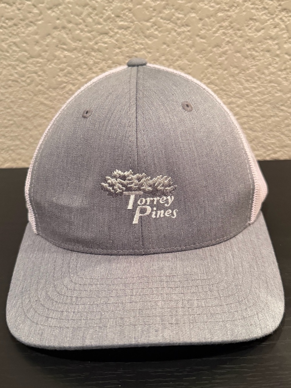 Torrey Pines Gray White Embroidered Trucker Hat